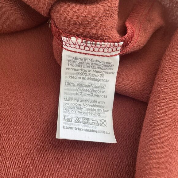 Madewell Rhyme Top Blouse Dark Rust V-Neck Swing Viscose Women’s Size Small New - Picture 7 of 10